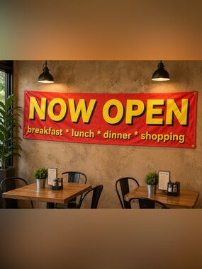 Red 'Now Open' Banner 7 ft